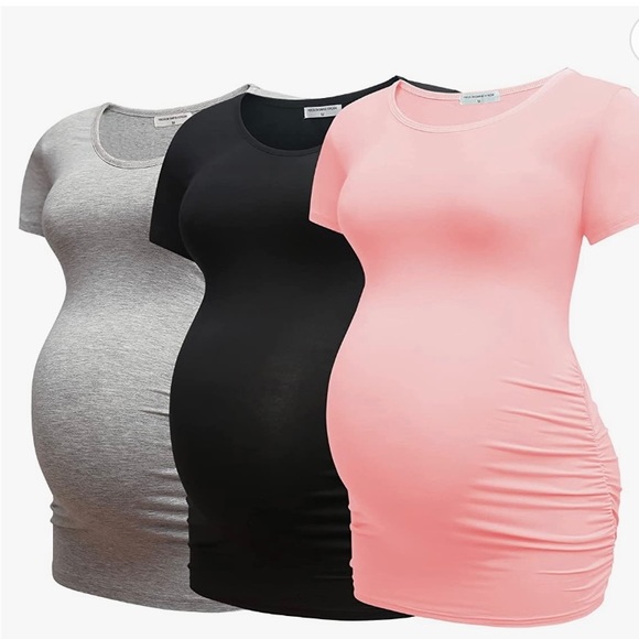 Bearsland Tops - Bearsland Womens Maternity Tshirt 6 Packs Classic Side Ruched Tee Mama tops